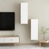 NNEVL TV Cabinets 2 pcs White and Sonoma Oak 30.5x30x90 cm Chipboard