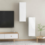 NNEVL TV Cabinets 2 pcs High Gloss White 30.5x30x90 cm Chipboard