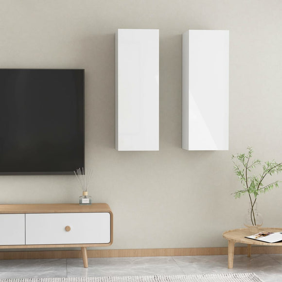 NNEVL TV Cabinets 2 pcs High Gloss White 30.5x30x90 cm Chipboard