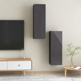NNEVL TV Cabinets 2 pcs High Gloss Grey 30.5x30x90 cm Chipboard