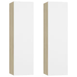 NNEVL TV Cabinets 2 pcs White and Sonoma Oak 30.5x30x110 cm Chipboard
