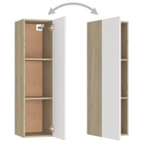 NNEVL TV Cabinets 2 pcs White and Sonoma Oak 30.5x30x110 cm Chipboard