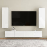 NNEVL TV Cabinet High Gloss White 30.5x30x110 cm Chipboard