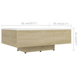NNEVL Coffee Table White and Sonoma Oak 85x55x31 cm Chipboard