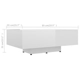 NNEVL Coffee Table High Gloss White 85x55x31 cm Chipboard