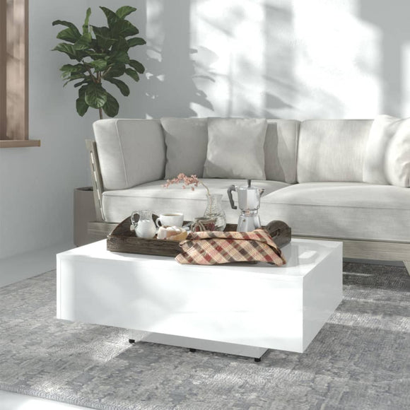 NNEVL Coffee Table High Gloss White 85x55x31 cm Chipboard