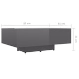 NNEVL Coffee Table High Gloss Grey 85x55x31 cm Chipboard