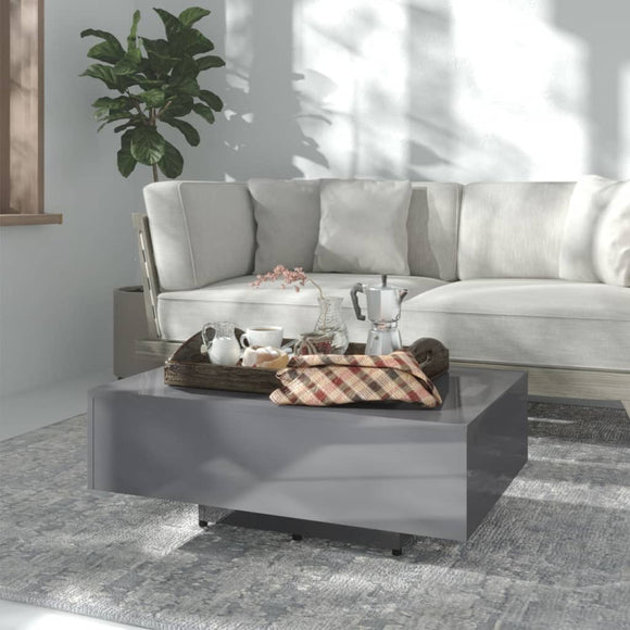 NNEVL Coffee Table High Gloss Grey 85x55x31 cm Chipboard