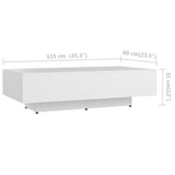 NNEVL Coffee Table White 115x60x31 cm Chipboard