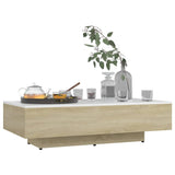 NNEVL Coffee Table White and Sonoma Oak 115x60x31 cm Chipboard