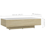NNEVL Coffee Table White and Sonoma Oak 115x60x31 cm Chipboard