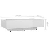 NNEVL Coffee Table High Gloss White 115x60x31 cm Chipboard
