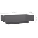 NNEVL Coffee Table High Gloss Grey 115x60x31 cm Chipboard