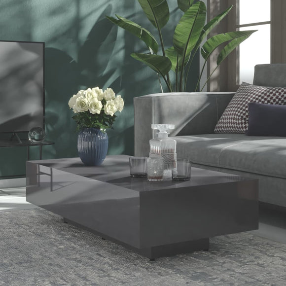NNEVL Coffee Table High Gloss Grey 115x60x31 cm Chipboard