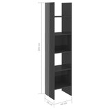 NNEVL Book Cabinet High Gloss Grey 40x35x180 cm Chipboard