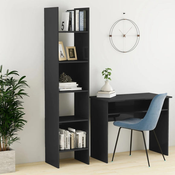NNEVL Book Cabinet High Gloss Grey 40x35x180 cm Chipboard