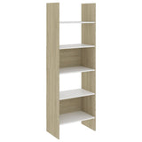 NNEVL Book Cabinet White and Sonoma Oak 60x35x180 cm Chipboard