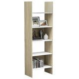 NNEVL Book Cabinet White and Sonoma Oak 60x35x180 cm Chipboard