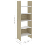 NNEVL Book Cabinet White and Sonoma Oak 60x35x180 cm Chipboard