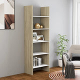 NNEVL Book Cabinet White and Sonoma Oak 60x35x180 cm Chipboard