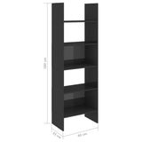 NNEVL Book Cabinet High Gloss Grey 60x35x180 cm Chipboard