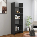 NNEVL Book Cabinet High Gloss Grey 60x35x180 cm Chipboard