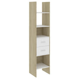 NNEVL Book Cabinet White and Sonoma Oak 40x35x180 cm Chipboard