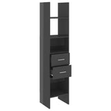 NNEVL Book Cabinet High Gloss Grey 40x35x180 cm Chipboard