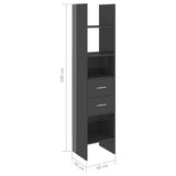 NNEVL Book Cabinet High Gloss Grey 40x35x180 cm Chipboard