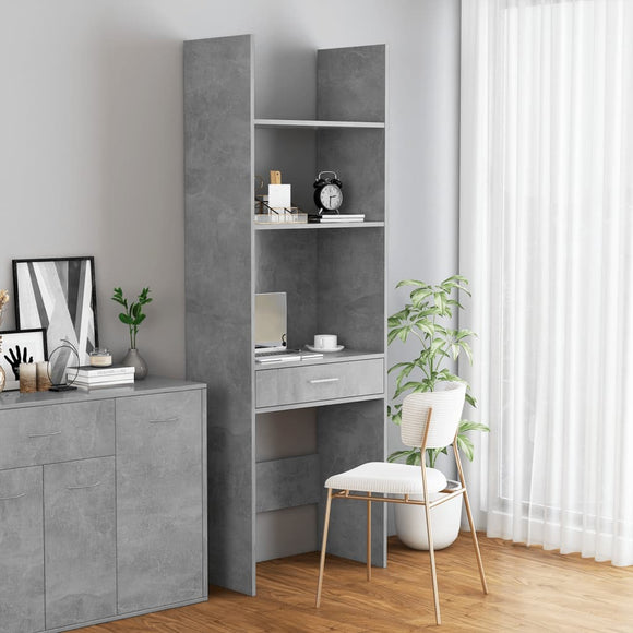 NNEVL Book Cabinet Concrete Grey 60x35x180 cm Chipboard