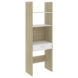 NNEVL Book Cabinet White and Sonoma Oak 60x35x180 cm Chipboard