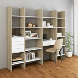 NNEVL Book Cabinet White and Sonoma Oak 60x35x180 cm Chipboard