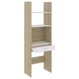 NNEVL Book Cabinet White and Sonoma Oak 60x35x180 cm Chipboard