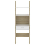 NNEVL Book Cabinet White and Sonoma Oak 60x35x180 cm Chipboard