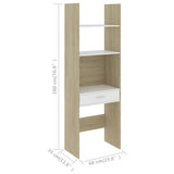 NNEVL Book Cabinet White and Sonoma Oak 60x35x180 cm Chipboard