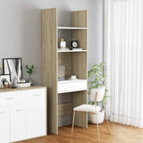 NNEVL Book Cabinet White and Sonoma Oak 60x35x180 cm Chipboard