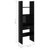 NNEVL Book Cabinet High Gloss Black 60x35x180 cm Chipboard
