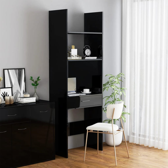 NNEVL Book Cabinet High Gloss Black 60x35x180 cm Chipboard