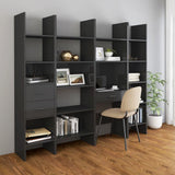 NNEVL Book Cabinet High Gloss Grey 60x35x180 cm Chipboard
