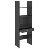 NNEVL Book Cabinet High Gloss Grey 60x35x180 cm Chipboard