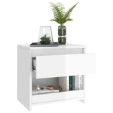 NNEVL Bedside Cabinet High Gloss White 40x30x39 cm Chipboard