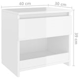 NNEVL Bedside Cabinet High Gloss White 40x30x39 cm Chipboard