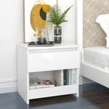 NNEVL Bedside Cabinet High Gloss White 40x30x39 cm Chipboard