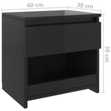 NNEVL Bedside Cabinet High Gloss Black 40x30x39 cm Chipboard