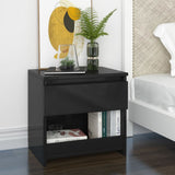 NNEVL Bedside Cabinet High Gloss Black 40x30x39 cm Chipboard