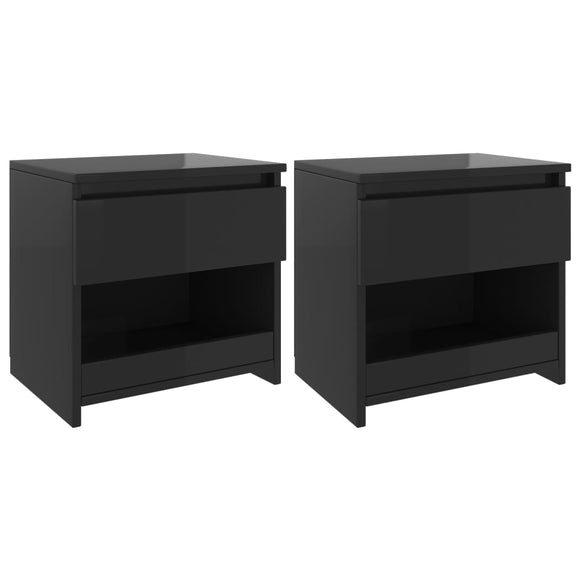 NNEVL Bedside Cabinets 2 pcs High Gloss Black 40x30x39 cm Chipboard