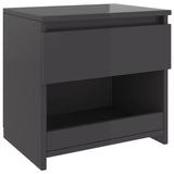 NNEVL Bedside Cabinet High Gloss Grey 40x30x39 cm Chipboard