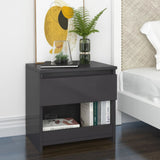 NNEVL Bedside Cabinet High Gloss Grey 40x30x39 cm Chipboard
