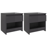 NNEVL Bedside Cabinets 2 pcs High Gloss Grey 40x30x39 cm Chipboard