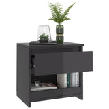 NNEVL Bedside Cabinets 2 pcs High Gloss Grey 40x30x39 cm Chipboard